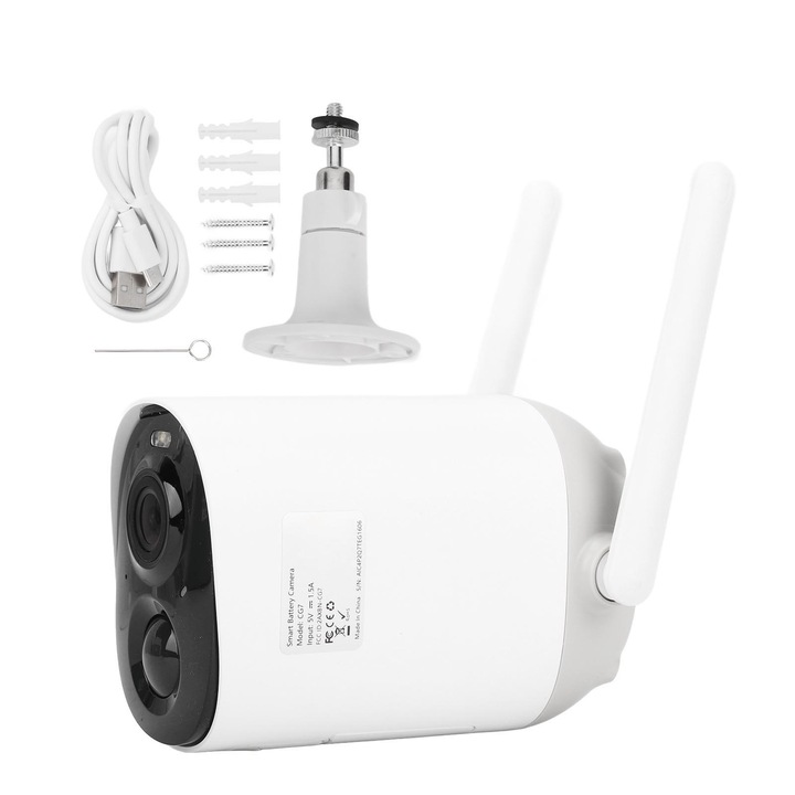 Camera de supraveghere, Jormftte, WiFi fara fir 1080P, detectie miscare, viziune nocturna, negru