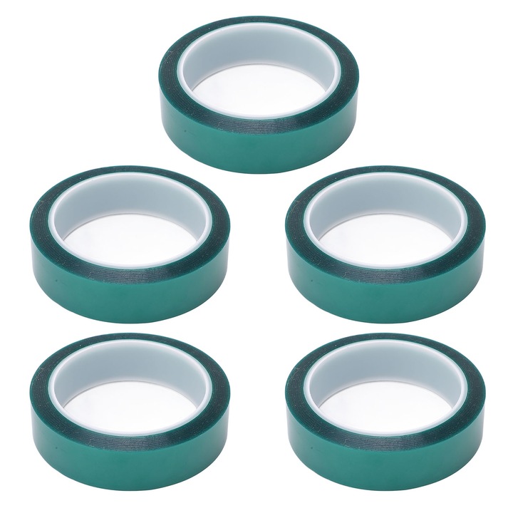 5 bucati banda PET pentru temperatura inalta 0,05 mm grosime 25 mm latime 33 m lungime banda electrica rezistenta la coroziune, acid alcalin