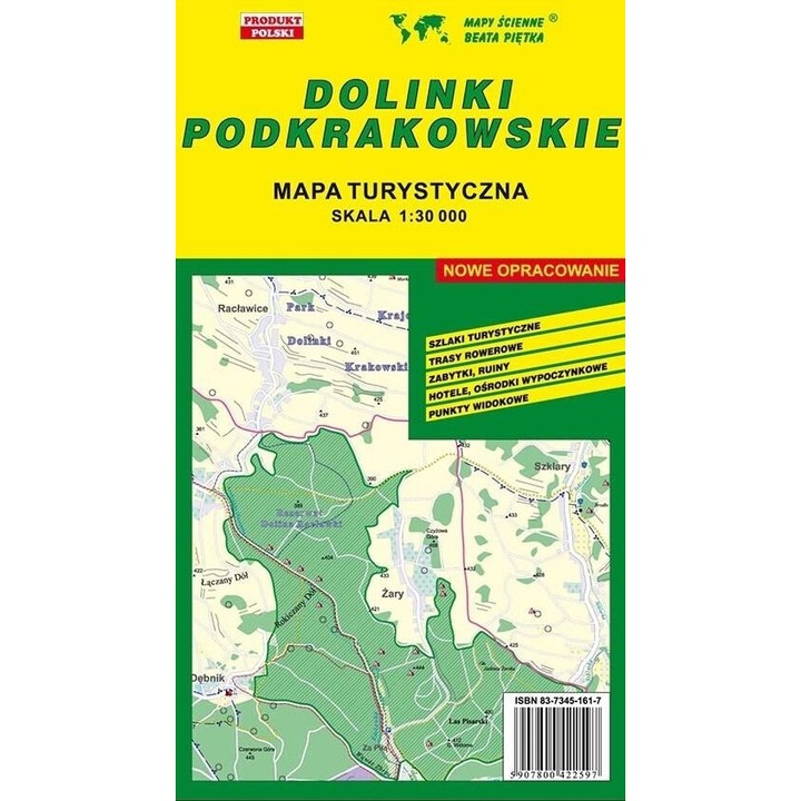 Harta turistica Dolinki Podkrakowskie 1:30 000, Pietka, 2018, 13,6x24 cm, 2 pagini