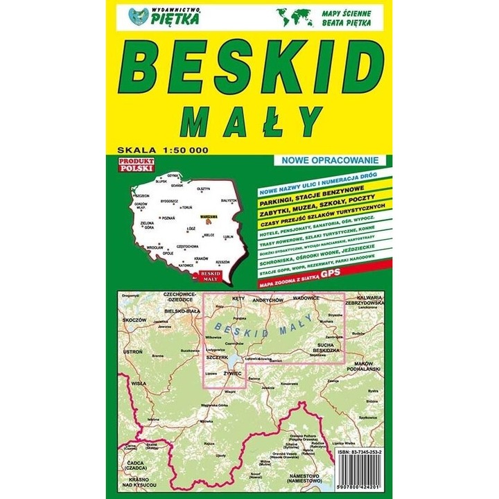 Beskid Maly 1:50 000, Pietka, 2018, 13,7x24 cm, 2 pagini