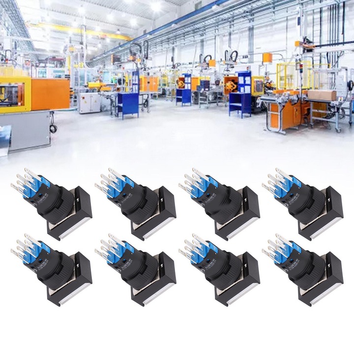 25 darab ipari nyomógomb, önzáró nyomógomb kapcsoló jelzőfénnyel AC 220V szerszámgéphez