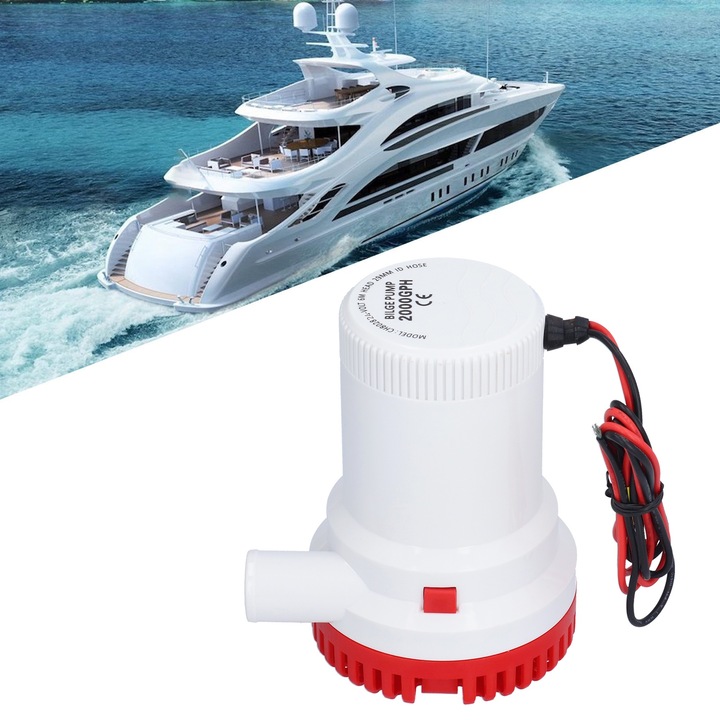 Jormftte búvár golyósszivattyú, 2000 GPH, 5m, ABS, édesvízhez és sósvízhez