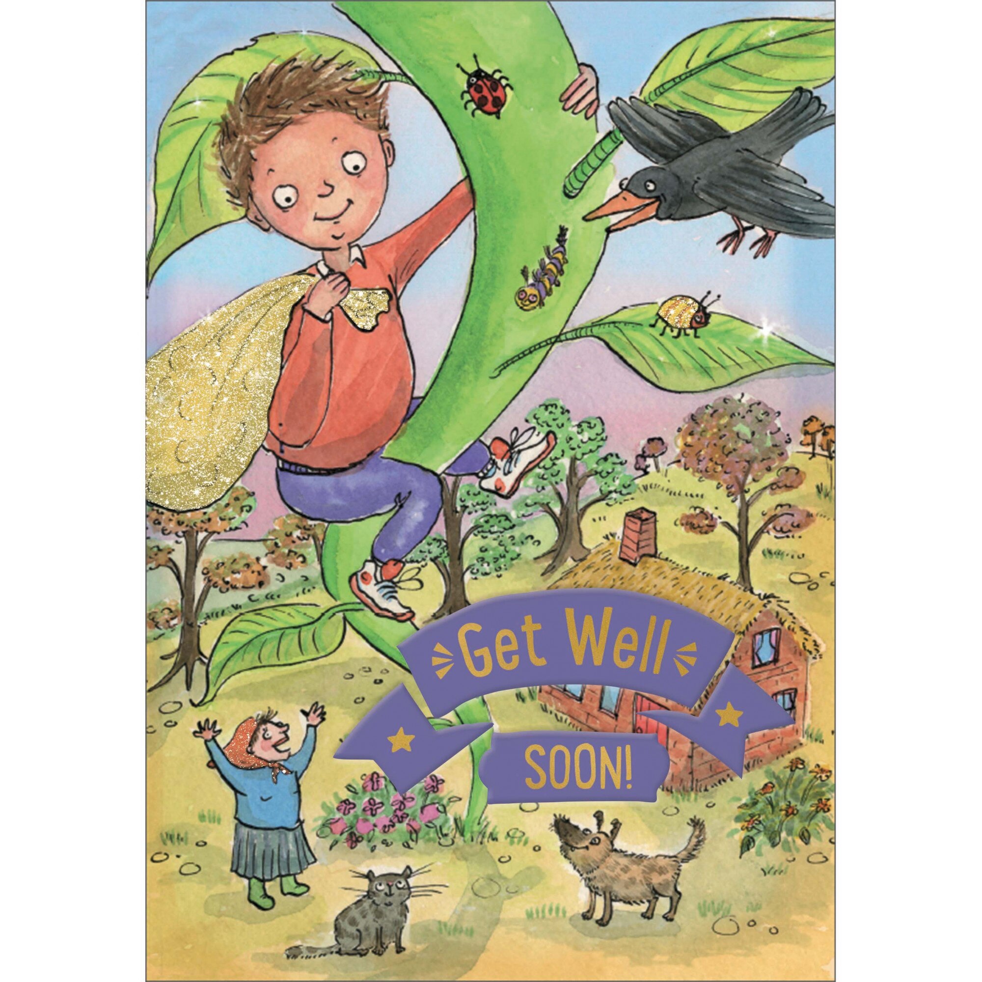 Felicitare cu poveste - Get well soon - Jack and the Bean Stalk
