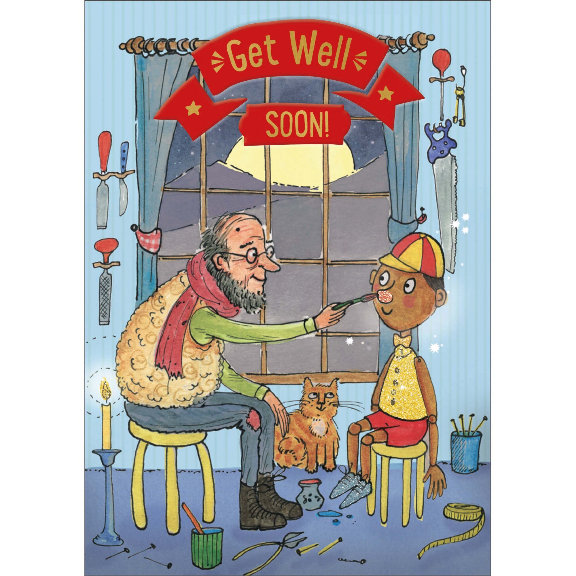 Felicitare cu poveste - Get well soon - Pinocchio