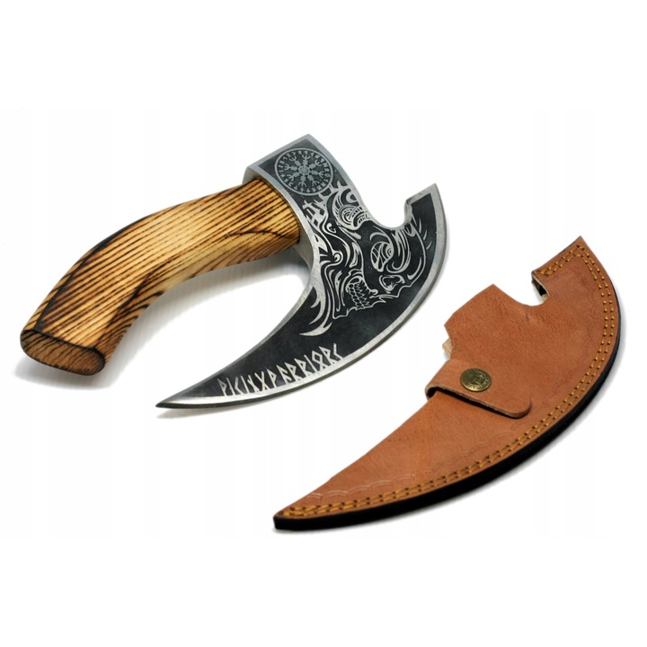 Viking брадва, Maroon, въглеродна стомана, дървена дръжка, 25 см, черно/кафяво