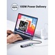 HUB UGREEN от USB-C към 3xUSB-A 3.0, RJ45, USB-C PD, Ethernet RJ-45, сив