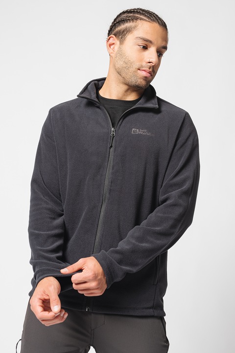 Jack Wolfskin, Bluza de trening de fleece, pentru drumetii Taunus, Negru stins
