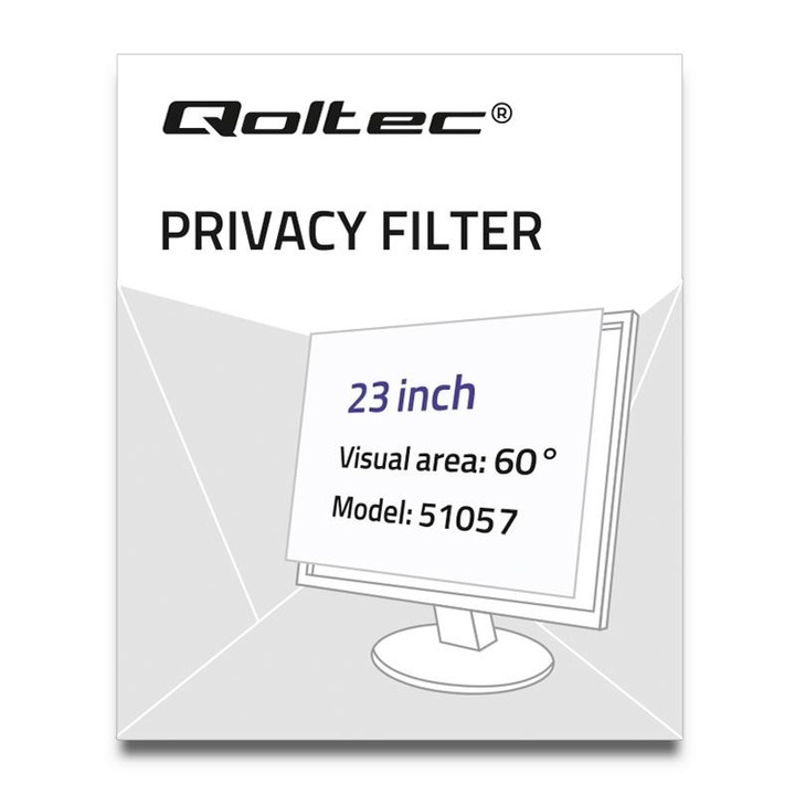 Filtru de confidentialitate Qoltec 51057, 16:9, negru, 58,4 cm (23")