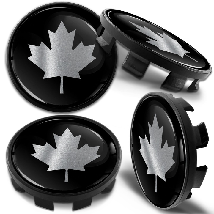 Set capace de roata SkinoEu 68mm Compatibil cu jantele din aliaj BMW 36136783536 Negru / Argintiu / Drapel canadian CB 31 4buc
