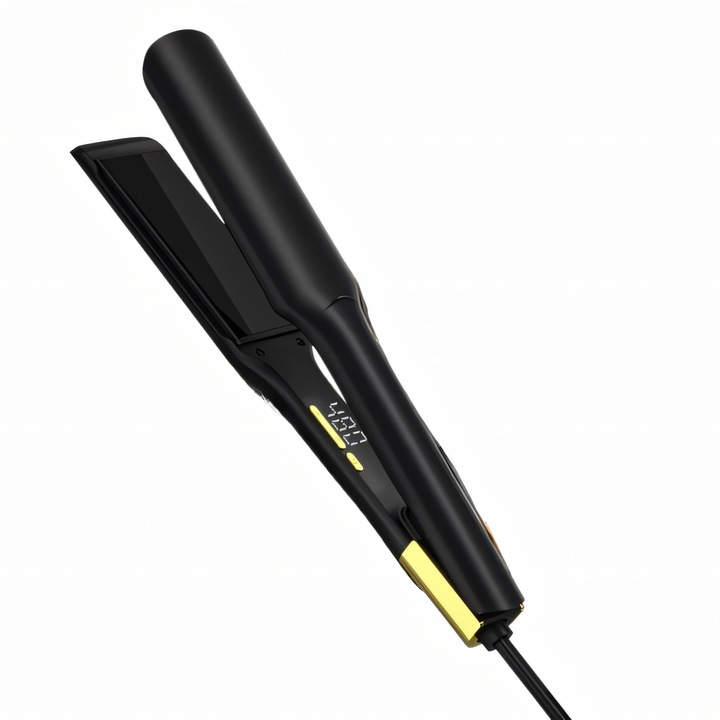 Professzionális hajvasaló Mepi Tech® SW-530, Nano-Titanium széles lapok, Ultragyors fűtési mód 80-235ºC, Keratin hajkarbantartó mód, LCD kijelző, Vízállóság, 360 fokban forgatható tápkábel, Elegáns kialakítás és ergonomikus