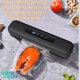 Aparat de vidat si sigilat alimente Mepi Tech® HB-508, 120 W, 33 cm x 6 cm, bara de lipire de 25 cm, Functii pentru vidare uscata/praf/lichid, Ecran LED, Display Digital, include 10 pungi, Design modern, Negru