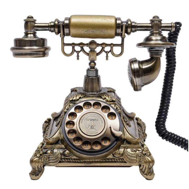 Telefon cu fir, Vintage Audio Guestbook, inregistrare voce, 8gb card SD, bronz