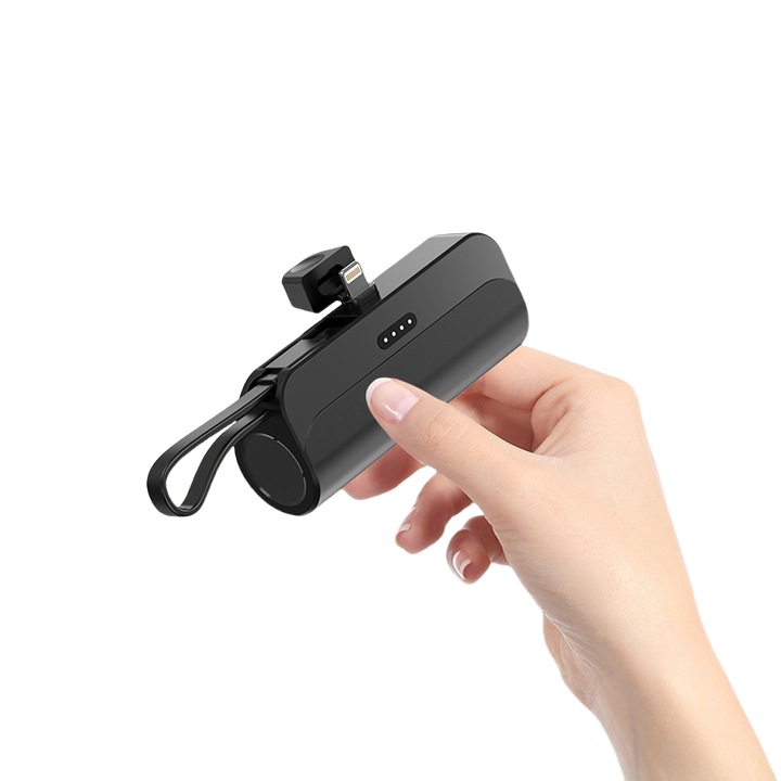 Мини външна батерия The Gift of Lightning, С голям капацитет, 3000mAh, Черен