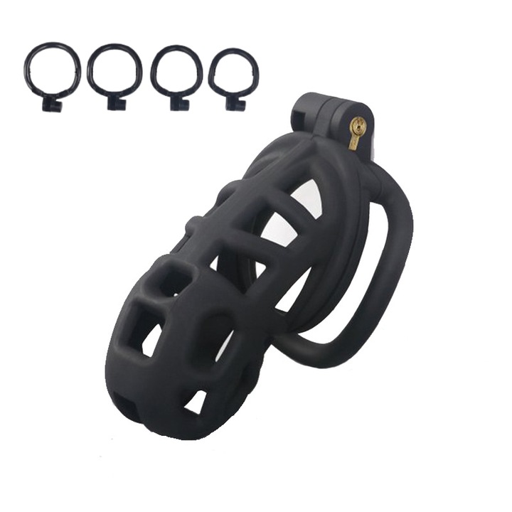 Erényöv férfiaknak, 4 különböző méret, Kulccsal és zárral, 10cm, ABS, Fudisenn, Fekete