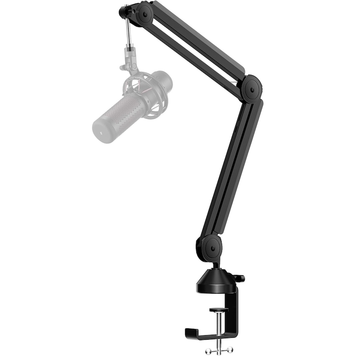 Stativ boom arm, Brat microfon profesional, JENOUS®, 48cm, 2 brate, cu prindere de masa, Negru