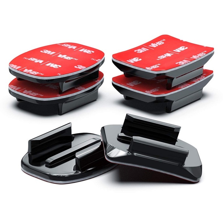 Комплект от 6 залепващи опори Basesailor за спортни камери, 3x прави дъски, 3x извити дъски, черни