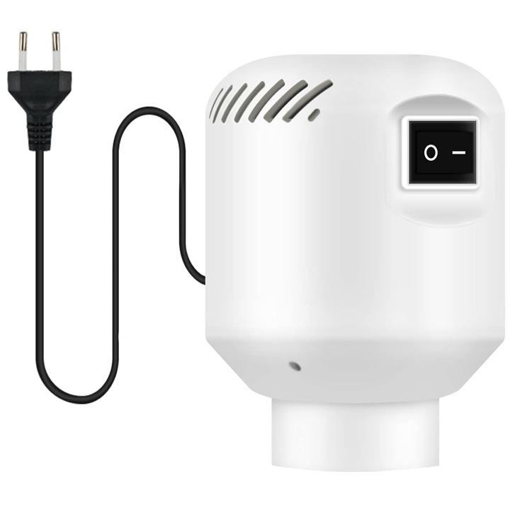 Pompa electrica de vidare, Hggzeg, 55W, 220V, 37mm/25mm Calibru dublu, Sac de compresie cu supapa de calibru mai mic de 37 mm, Usor de transportat, Potrivit pentru haine, paturi, compresie bagaje, Plastic, 10x7cm, Alb