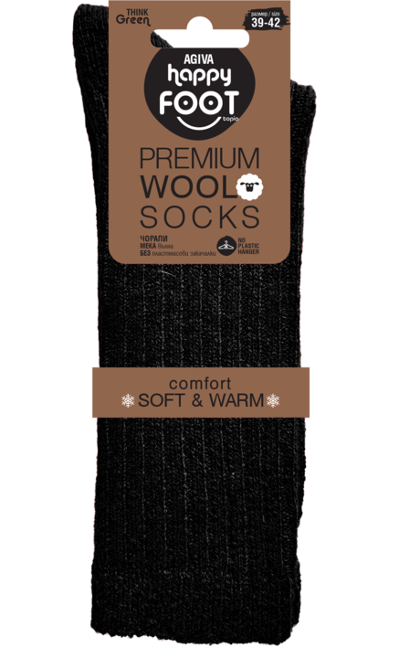 Șosete Agiva Happy Foottopia pentru damă, Lână, Negru