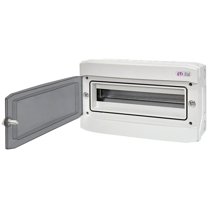 Cofret PVC, 18 module, aplicat, IP65, gri, usa transparenta, 001100350, ETI