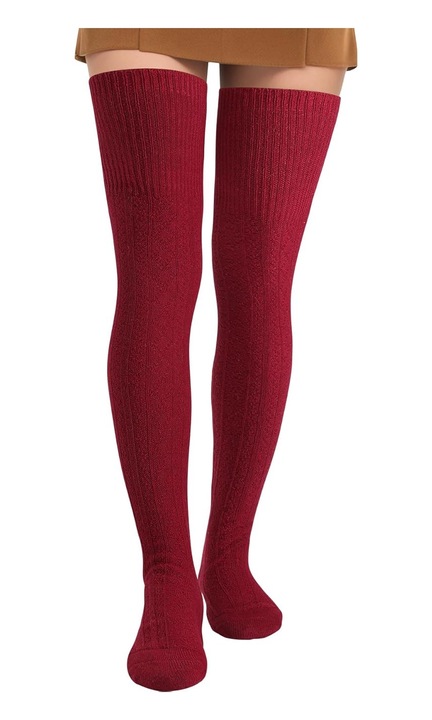 Sosete dama lungi peste genunchi, SINBINTA, Cald si atractiv, se potrivesc cu usurinta cu diverse haine, cum ar fi fuste, pentru petreceri, intalniri, munca, sport si casual, Bumbac, One Size, Roz