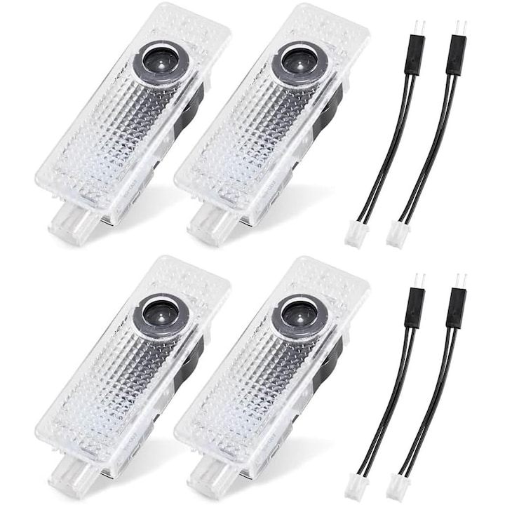 Set 4 proiectoare, LED cu logo BMW, lampi pentru portiera auto compatibil BMW seria 3, 5, 6,7, E82, E88, E90, E91, E92, E93, F30, F31, F33, F83, E60, E61, F10, F11, F18, E63, E64, E65, E66, E67, E68, F01, F02, E70, E71, E72, F15, F16, F85, F86