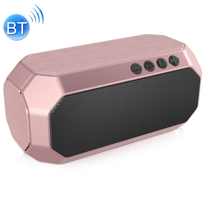 Boxa portabila NewRixing NR-4000 TWS Mesh Polygon, Bluetooth 5.0, Autonomie 10 ore, IPX7, Rose Gold