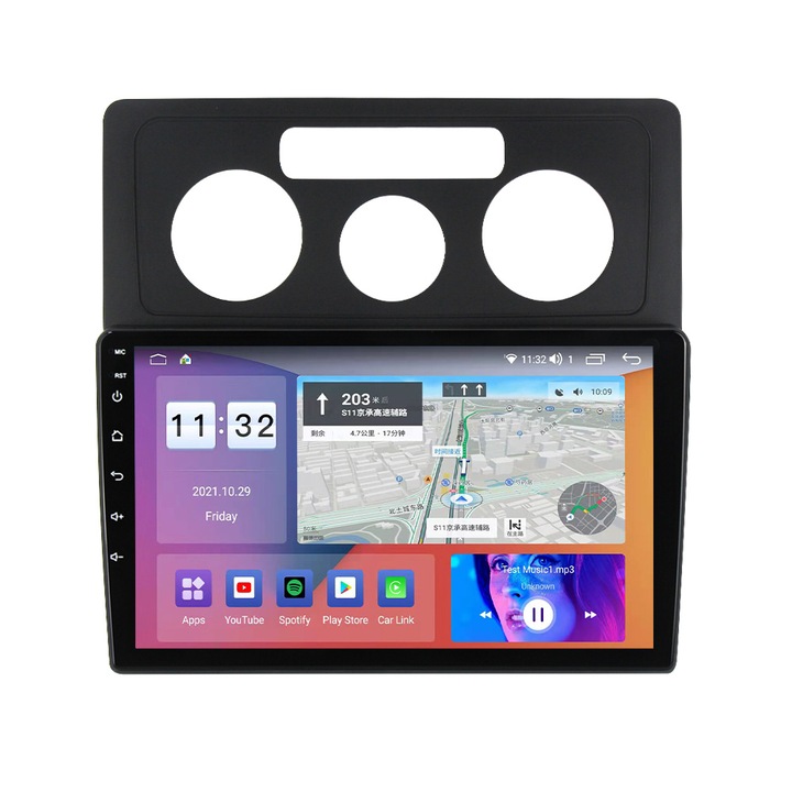 Navigatie dedicata VW Caddy 3 2004-2014, Android 14, Wireless Carplay si Android auto 4GB RAM 64GB ROM, Display QLED, 10 inch, Microfon Extern