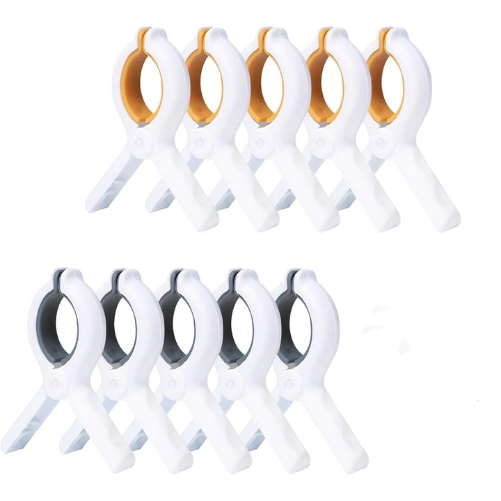 Clipuri pentru prosoape plaja DUAIU, set 10 bucati, rezistente, khaki si albastru, 3.8 inch