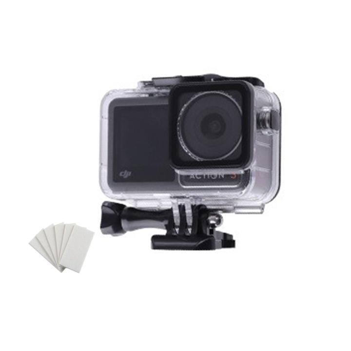 Подводен защитен калъф за спортна видеокамера DJI OSMO Action 3 Action 4, заедно с 6 ленти против замъгляване