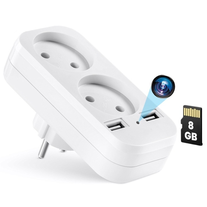 Шпионска камера в iUni AD1 Двоен адаптер, 8GB, Wi-Fi, Full HD, сензор за движение