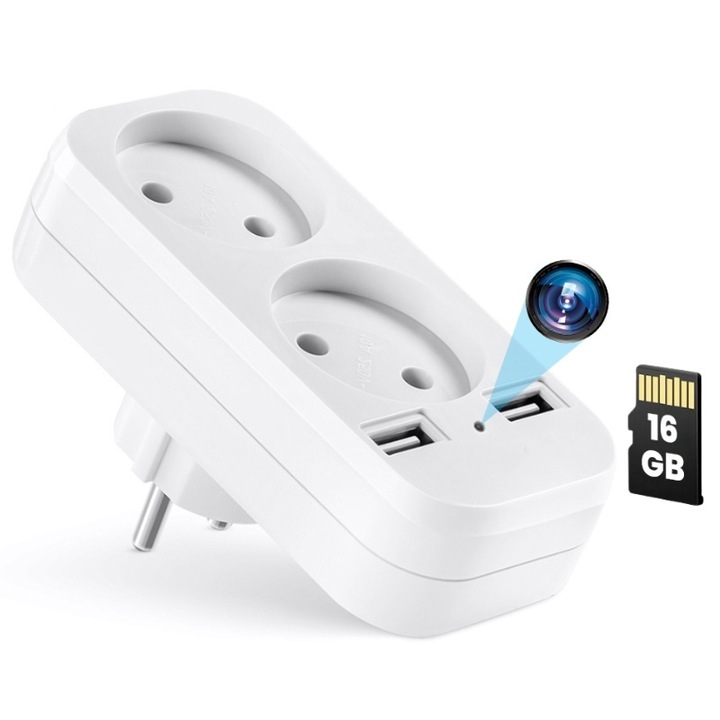 Шпионска камера в iUni AD1 Двоен адаптер, 16GB, Wi-Fi, Full HD, сензор за движение