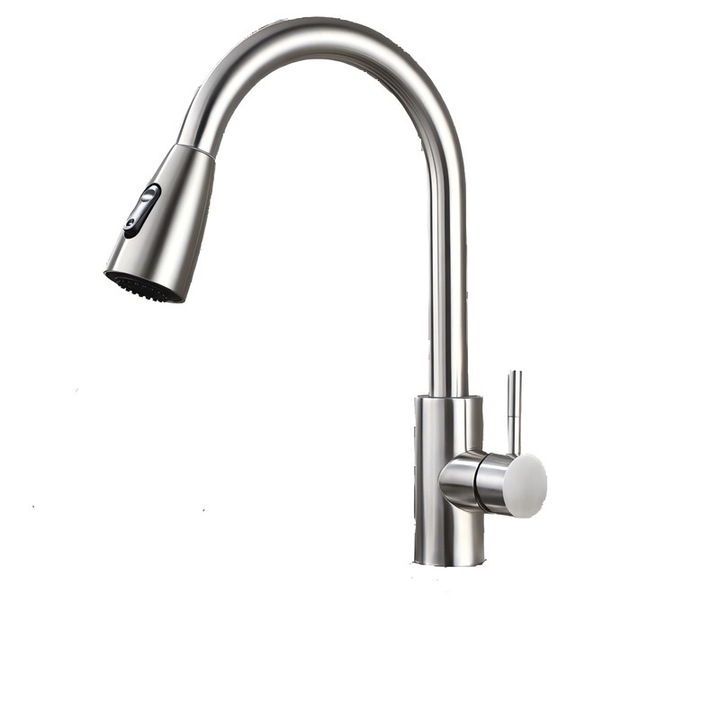 Tesori Nascosti konyhai csaptelep, 60 cm-es visszahúzható hosszabbító, kettős víz üzemmód, króm