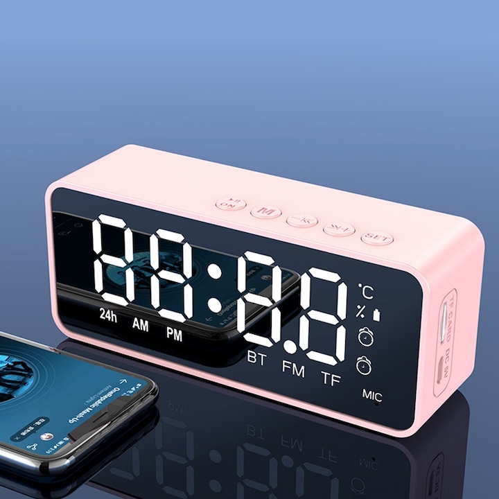 Boxa portabila A8 Stereo Bluetooth, Hands-free Calls, Card TF, AUX IN, Roz