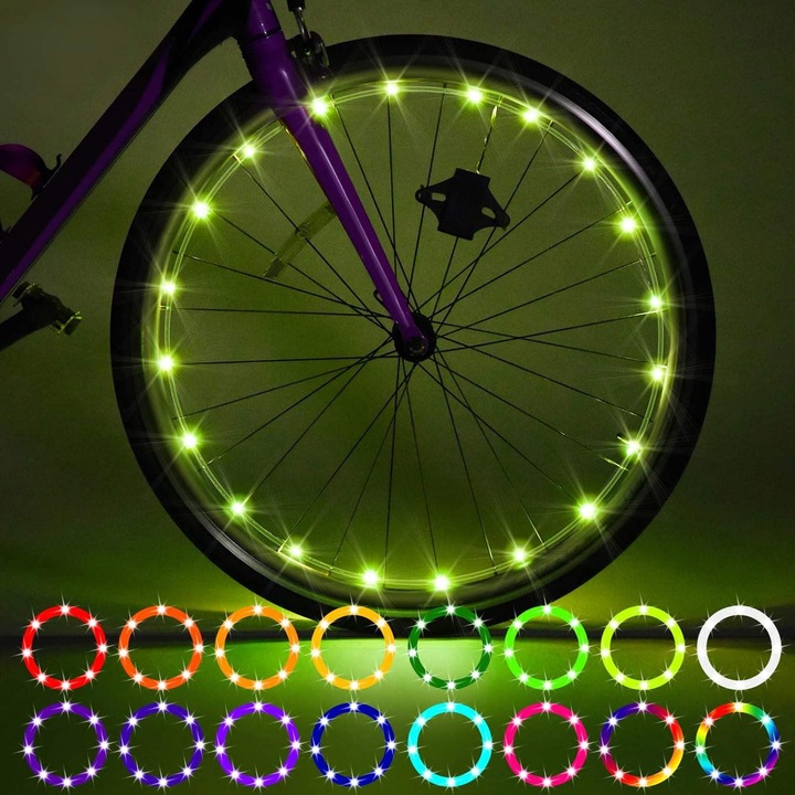 Lumina LED spite bicicleta, 6 moduri iluminare, impermeabil, Obtineti 100% stralucire si vizibilitate din toate unghiurile, YQLAFT, multicolor
