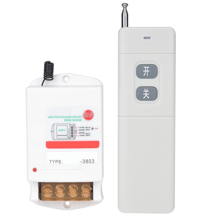 Comutator fara fir cu telecomanda Enforose, 25A, 380V, 55x35x103mm, pentru usi electrice si irigatii agricole