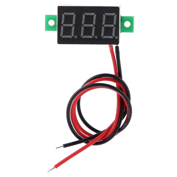 Digitális voltmérő 0,36 hüvelykes Enforose, 2,5-30V, LED kijelző, fordított bekötés elleni védelem, komplett készlet