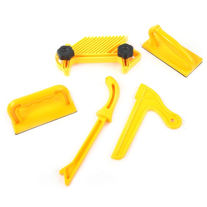 Set 5 piese instrumente de siguranta pentru prelucrarea lemnului, Enforose, plastic, galben