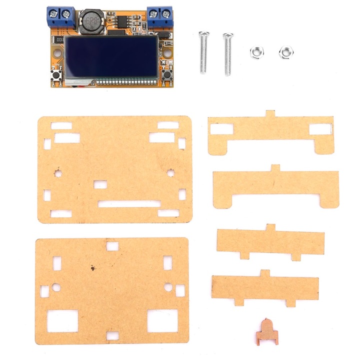 DC понижаващ захранващ модул 3A с LCD екран, Enforose, регулируем 0V-16.5V, размери 62x44x18mm