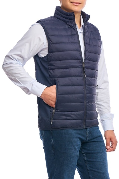 Мъжка жилетка с тясна кройка, градски стил, Тъмносин