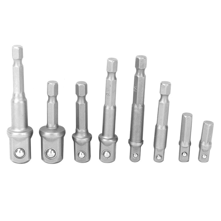 Set 8 adaptoare pentru piulite, Enforose, 1/4" la 1/2", 1/4", 3/8", din otel crom vanadiu