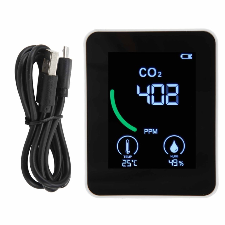 Monitor de calitate a aerului ZN‑2CO1TB 3 in 1 Stocare date Bluetooth Detector portabil inteligent de CO2 de inalta precizie