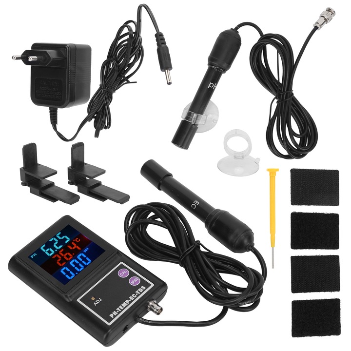 Тестер за качество на водата Jormftte PH-260BD, измерване на PH, температура, EC, TDS, 0.00~14.00pH, захранван от батерия