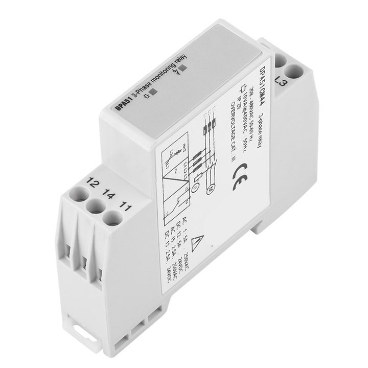 Releu de monitorizare 3-faze, 208-480VAC, 5A, 8.1x6.7x1.75cm