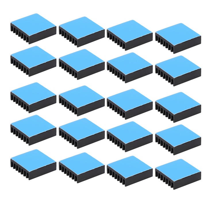 Set 20 radiatoare Mini negre din aluminiu, pentru componente electronice, surse de alimentare IC, echipamente electrice Cu adeziv