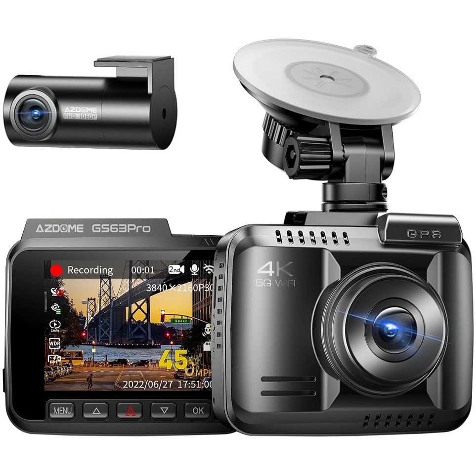 Camera auto de bord fata-spate, AZDOME GS63 Pro 4K + 2.5K, WiFi