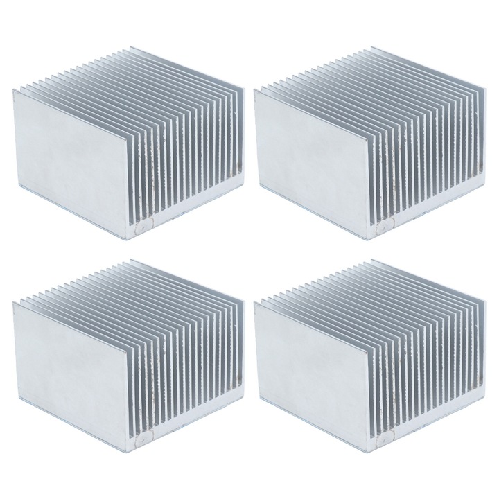 Set 4 buc. Radiator din aluminiu cu aripioare de racire, radiator pentru electronice modul CPU 60x60x39mm cu adeziv