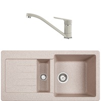 Pachet chiuveta bucatarie tegranit Teka Kea 60B TG 1 1/2B 1D + baterie Teka MTP 913 granit, 860 x 435 mm, reversibila, Sandbeige