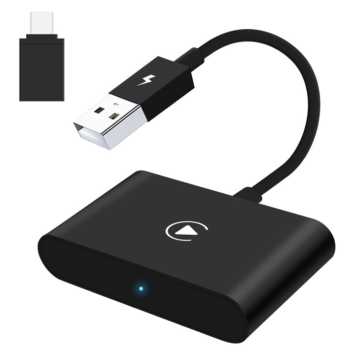 Modulator CarPlay Wireless, USB/USB-C, Conexiune WiFi 5GHz, Plug and Play, Conectare Automata, Instalare rapida, pentru Iphone, multifunctional, OUYLAF, negru