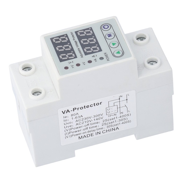 AC220V túlfeszültségvédő intelligens LED kijelzős feszültségvédő relé háztartási túlfeszültségvédelemhez