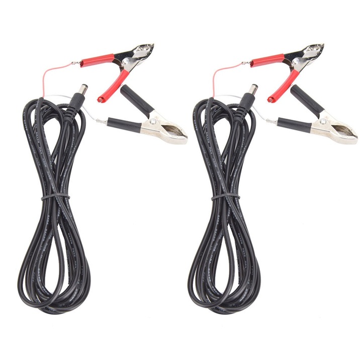 Set 2 buc. mufa de alimentare de curent continuu mascul la cablu crocodil Enforose, 3 metri 12V/24V pentru conector de alimentare LED